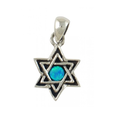 Opal and Silver Star of David Pendant | Opal Star of David Necklaces