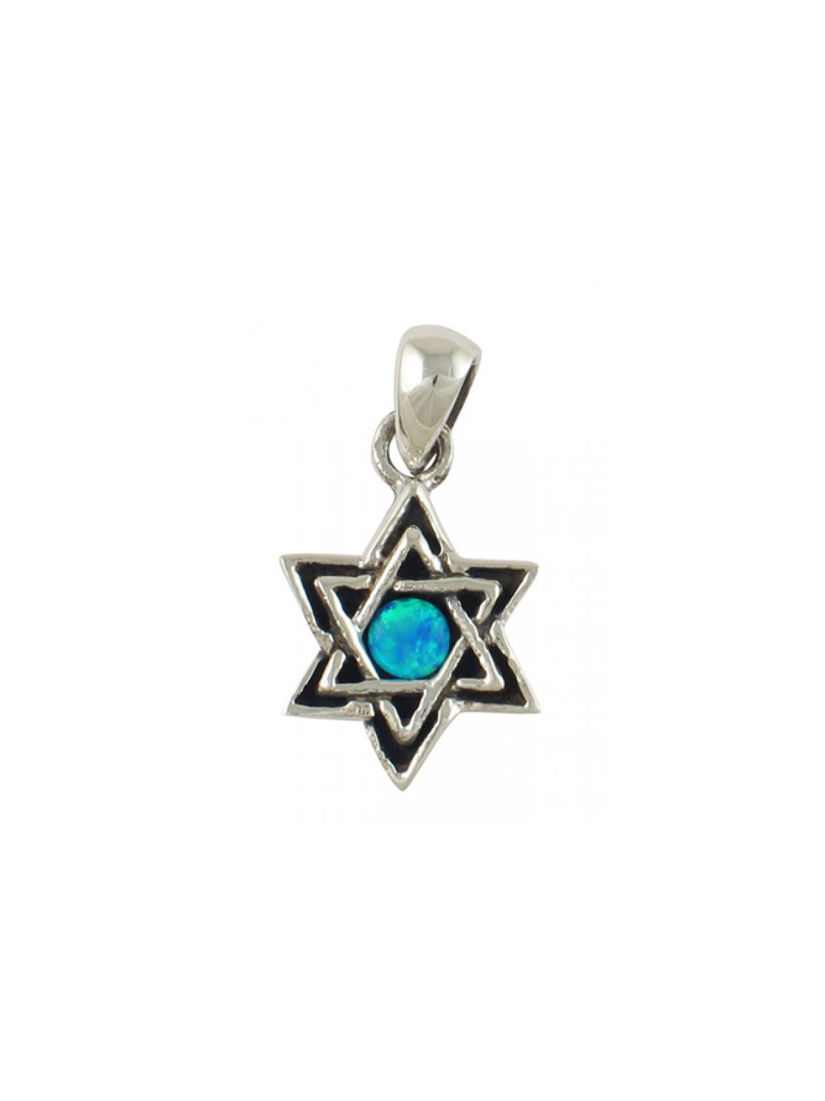 Pendentif Étoile de David Opale et Argent | Colliers Opale Étoile de David