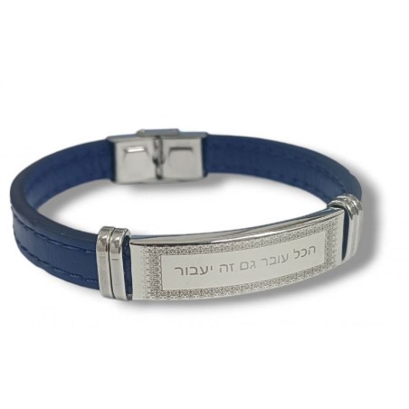 Bracelet en cuir bleu avec plaque centrale Th... | Bracelets - jusqu'à 10 $