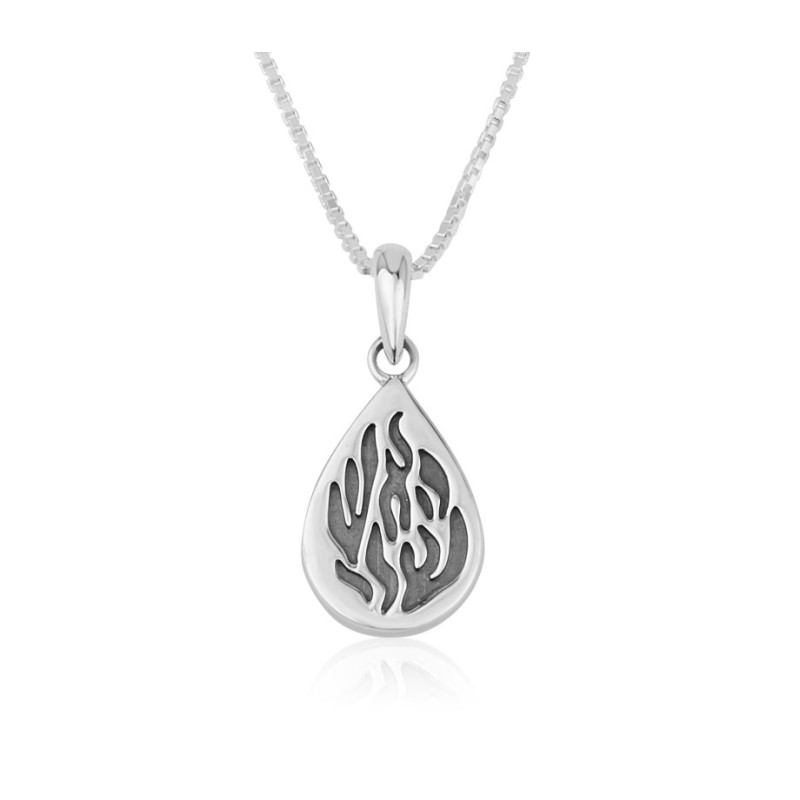 Sterling Silver Necklace with Tear Drop Pendant En... | Jewish Pendant