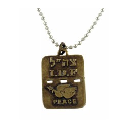 Israeli Army Dog Tag Necklace with Peace Doves Trave... | Israeli Army