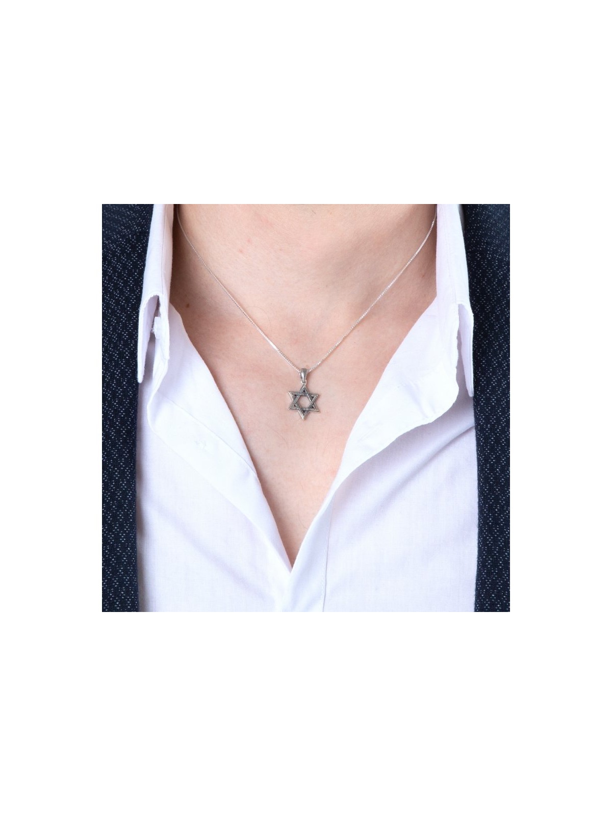 Sterling Silver Pendant Necklace Textured... | Jewish Gift from Israel