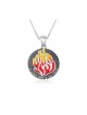Collier pendentif en argent sterling Flammes rouges avec H... | Pendentif juif
