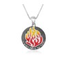 Sterling Silver Pendant Necklace Red Flames with H... | Jewish Pendant