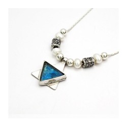 Michal Kirat Sterling Silver Pendant Neckla... | Roman Glass Necklaces