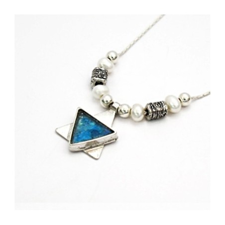 Michal Kirat Sterling Silver Pendant Neckla... | Roman Glass Necklaces