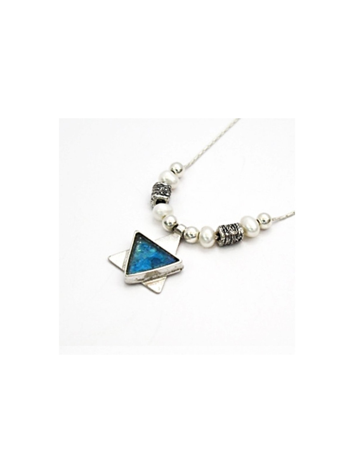 Michal Kirat Sterling Silver Pendant Neckla... | Roman Glass Necklaces