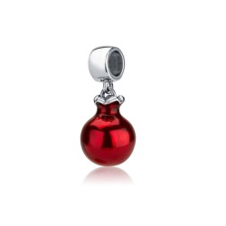Sterling Silver Smooth Red Pomegranate Charm | Judaica Charms