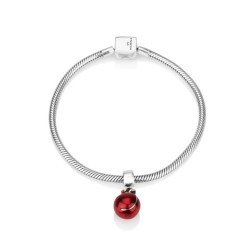Sterling Silver Smooth Red Pomegranate Charm | Judaica Charms