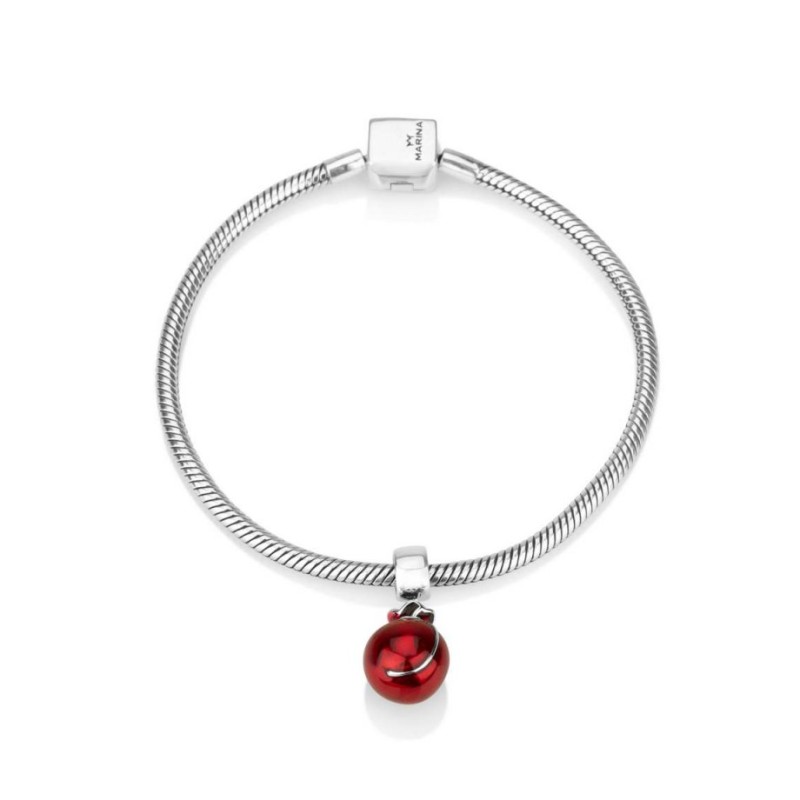 Sterling Silver Smooth Red Pomegranate Charm | Judaica Charms