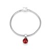 Sterling Silver Smooth Red Pomegranate Charm | Judaica Charms
