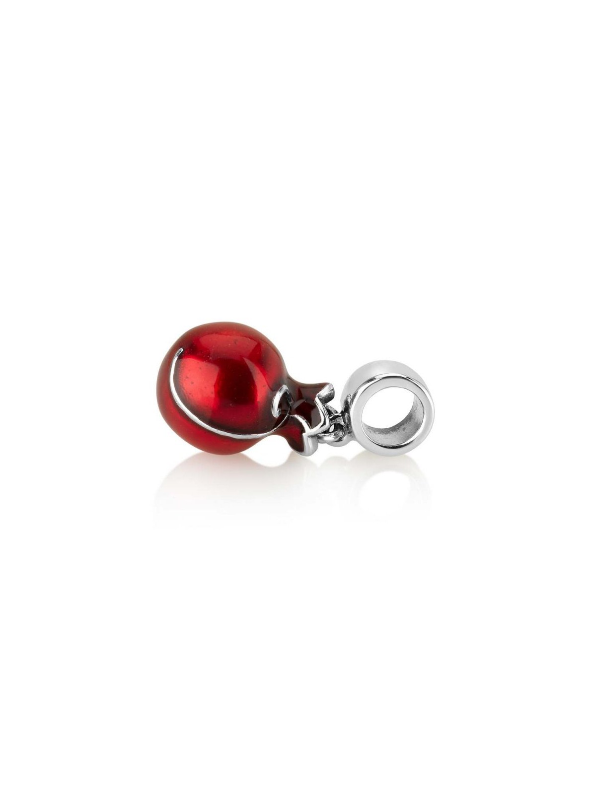 Sterling Silver Smooth Red Pomegranate Charm | Judaica Charms