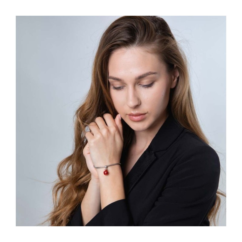 Sterling Silver Smooth Red Pomegranate Charm | Judaica Charms