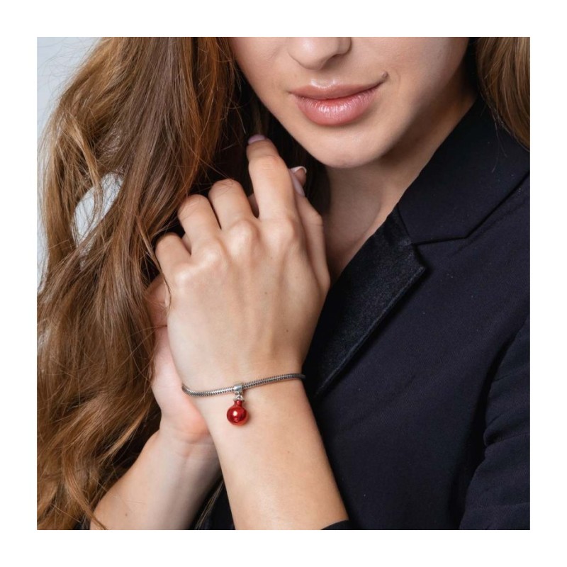 Sterling Silver Smooth Red Pomegranate Charm | Judaica Charms