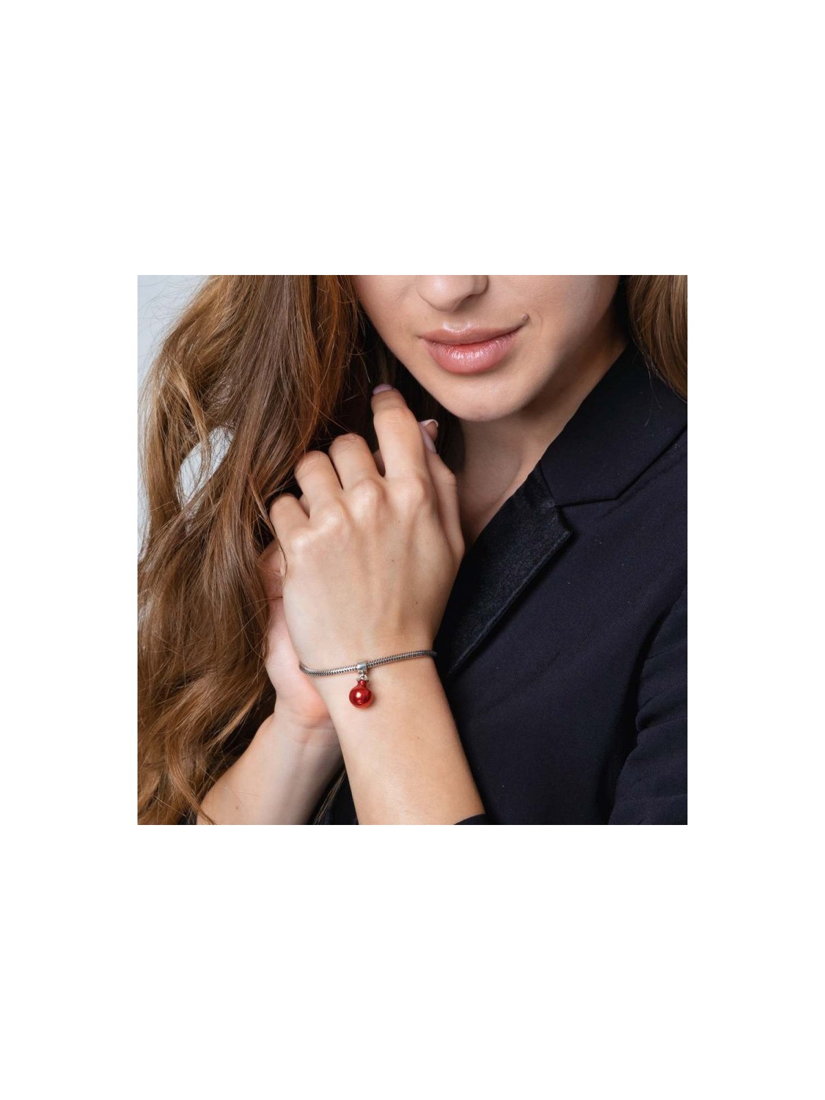 Sterling Silver Smooth Red Pomegranate Charm | Judaica Charms