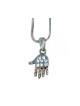 Rhodium Pendant Necklace Open Palm Hamsa with Whit... | Hamsa Necklace