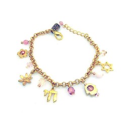 Judaica Charm Bracelet in Pink by Edita | Bracelet by Edita Jewelry