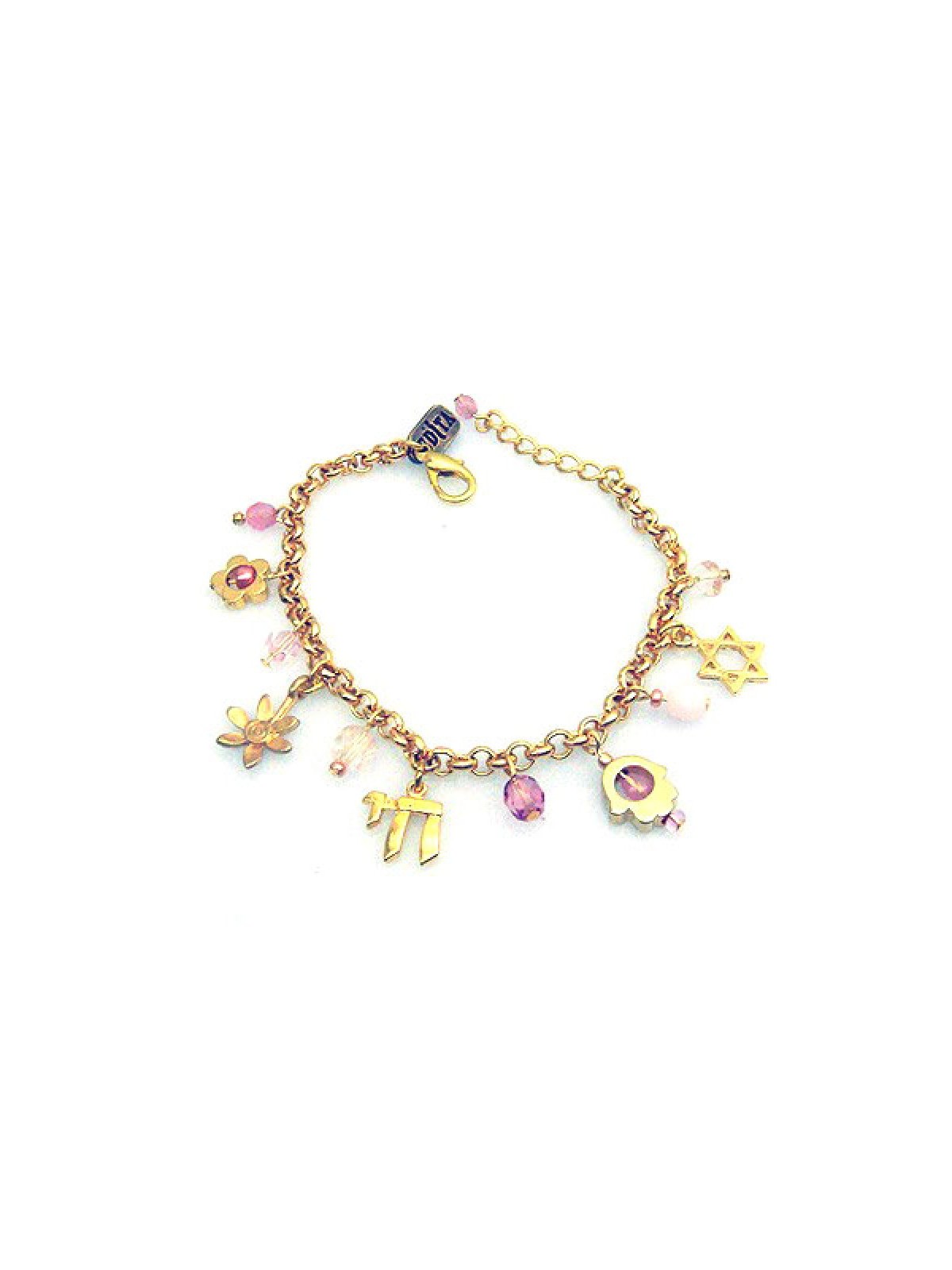 Judaica Charm Bracelet in Pink by Edita | Bracelet by Edita Jewelry