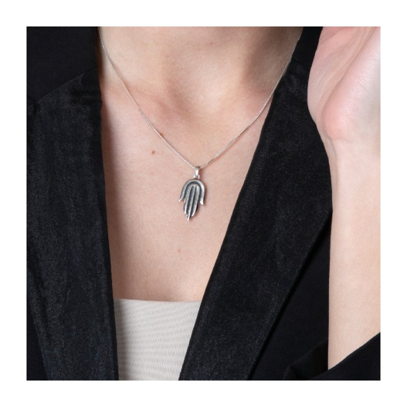 Sterling Silver Pendant Necklace Contemporary Styl... | Hamsa Necklace