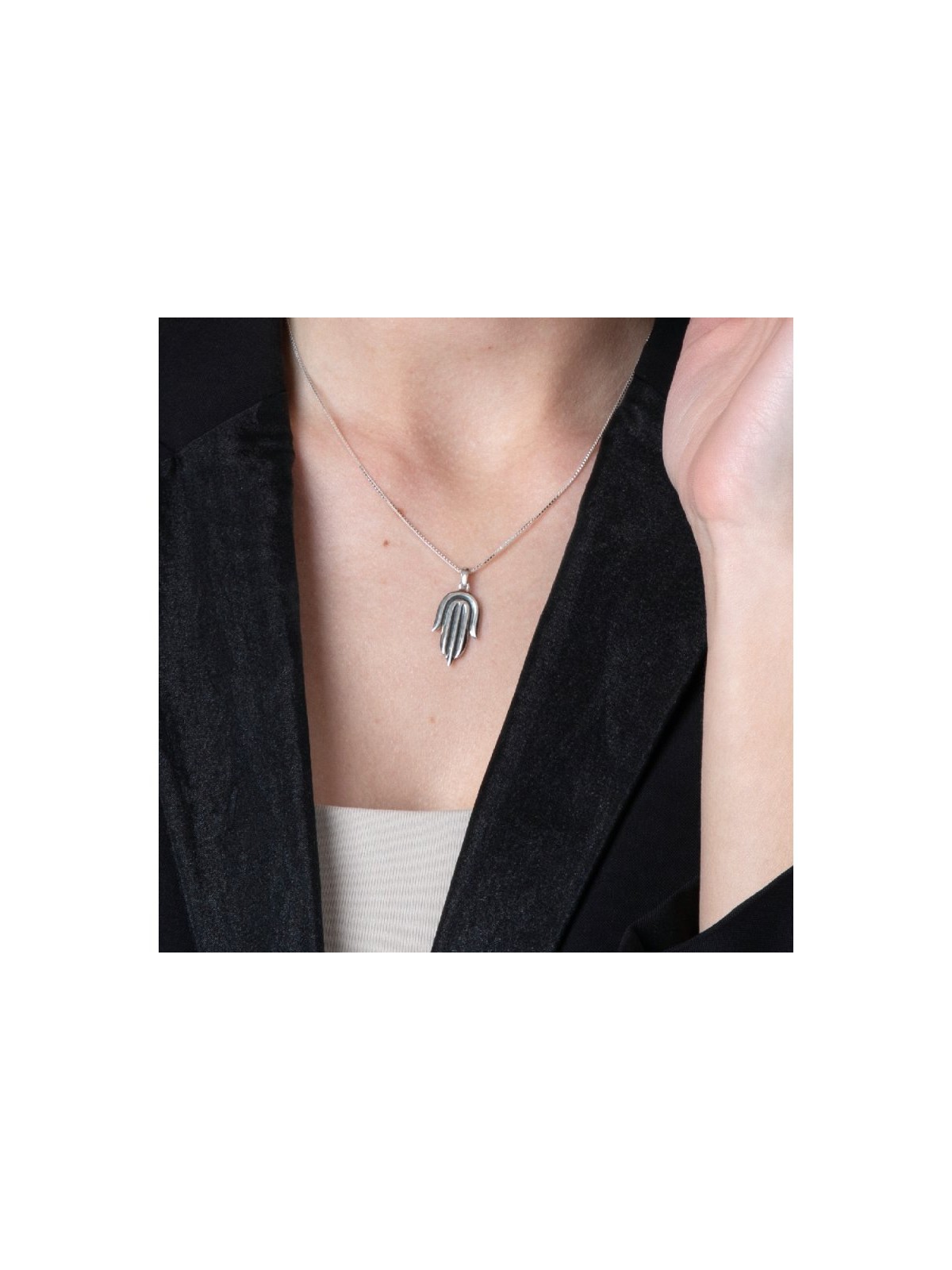 Sterling Silver Pendant Necklace Contemporary Styl... | Hamsa Necklace