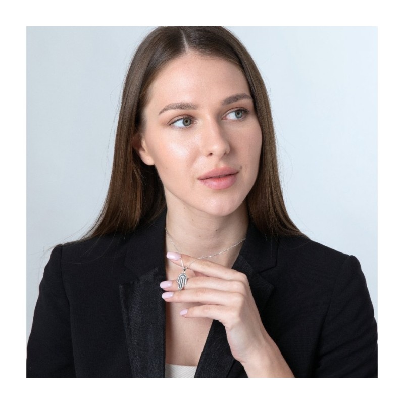 Sterling Silver Pendant Necklace Contemporary Styl... | Hamsa Necklace