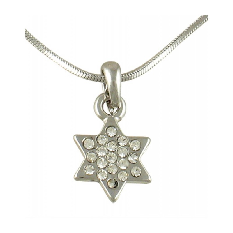 Rhodium Star of David Pendant with chain | Jewish Gift from Israel
