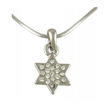 Rhodium Star of David Pendant with chain | Jewish Gift from Israel