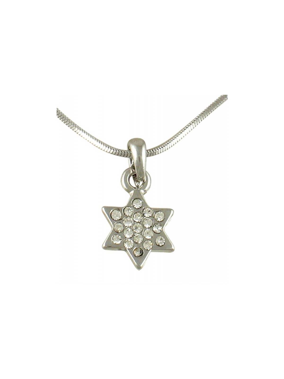 Rhodium Star of David Pendant with chain | Jewish Gift from Israel