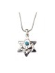 Pendant Necklace Star of David with Hamsa and Blue... | Hamsa Necklace