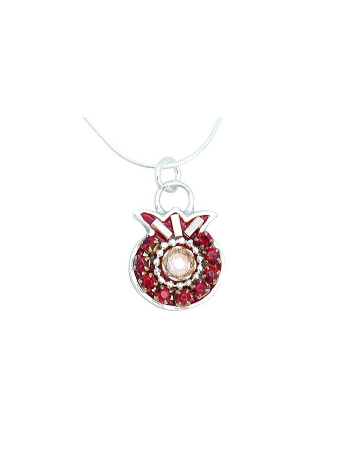 Burgundy Pomegranate Necklace by Ester Shahaf | Jewish Pendant