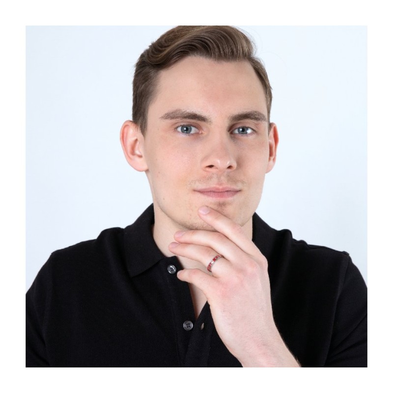 טבעת כסף סטרלינג שמע ישראל על איסור אמייל אדום... | טבעות יהודיות