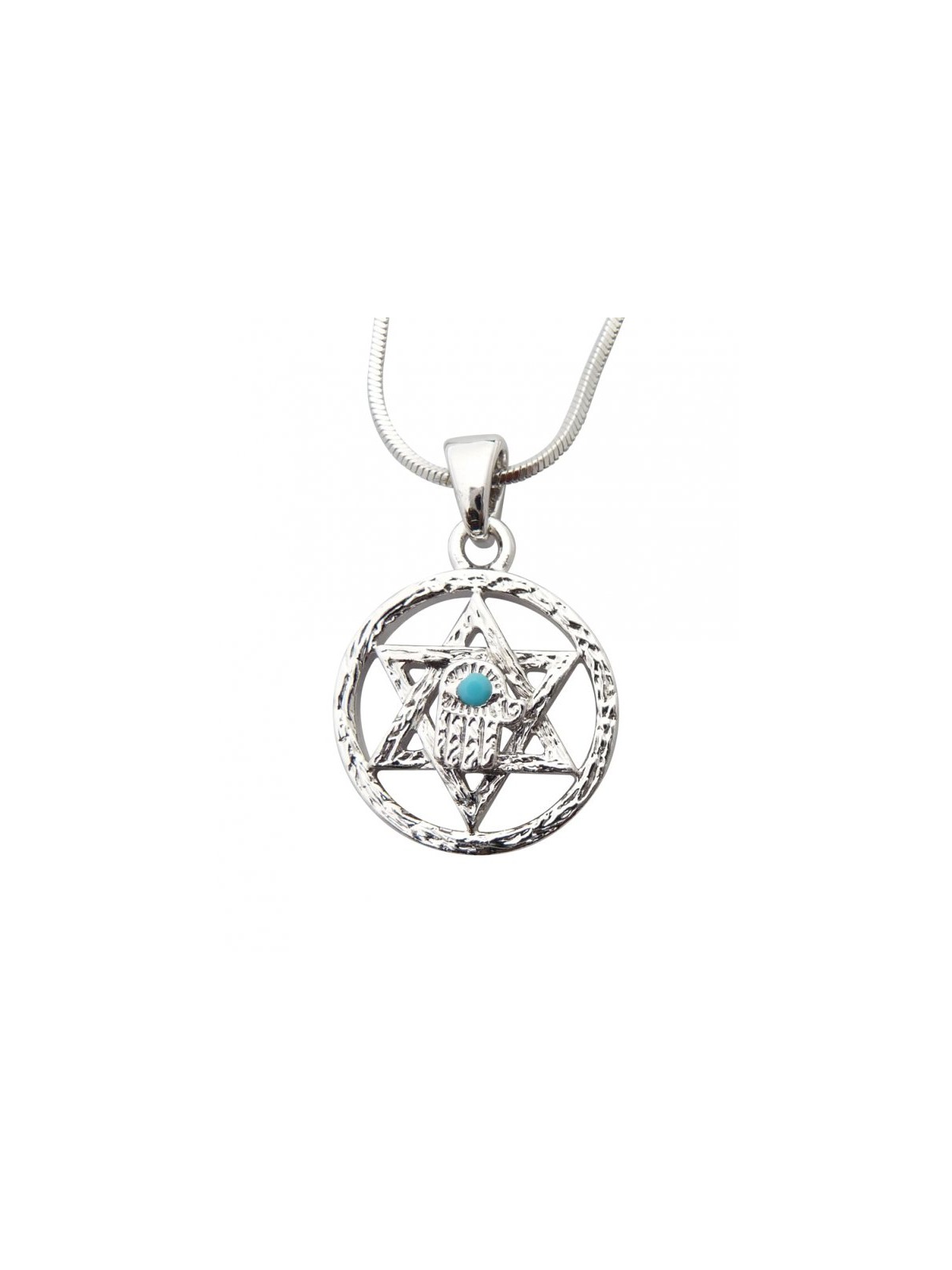 Pendant Necklace Star of David in Circle with Hams... | Hamsa Necklace