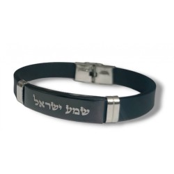 Bracelet en silicone noir avec plaque centrale... | Bracelets - jusqu'à 10 $