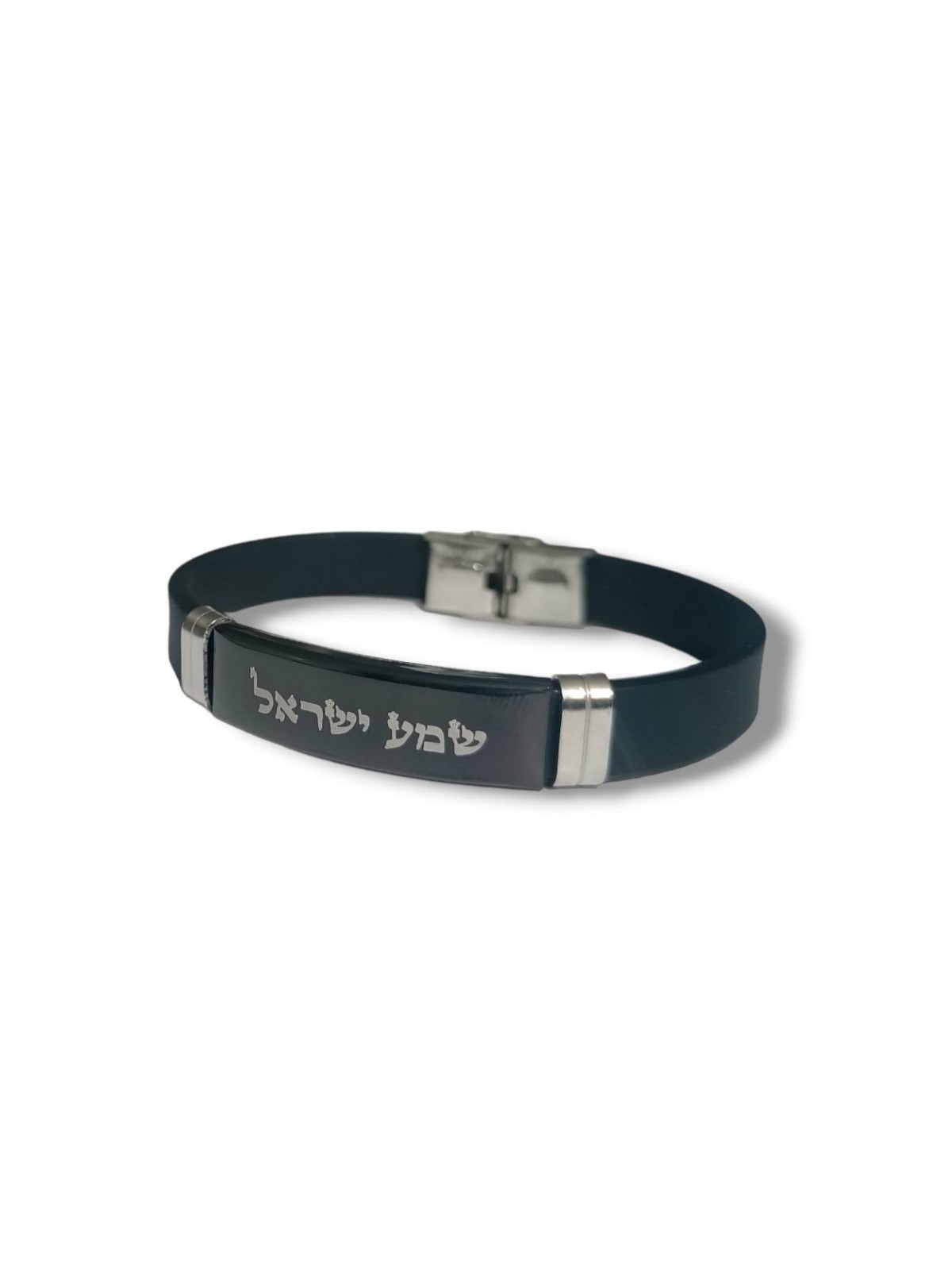 Bracelet en silicone noir avec plaque centrale... | Bracelets - jusqu'à 10 $