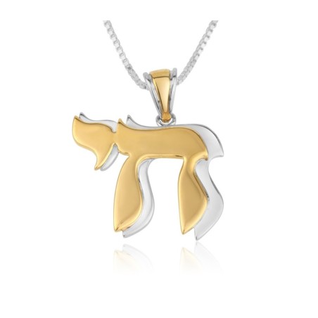 Two Tone Sterling Silver and Plated Gol... | Chai Necklaces & Pendants