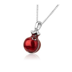 Sterling Silver Pomegranate Pendant Necklace with ... | Jewish Pendant