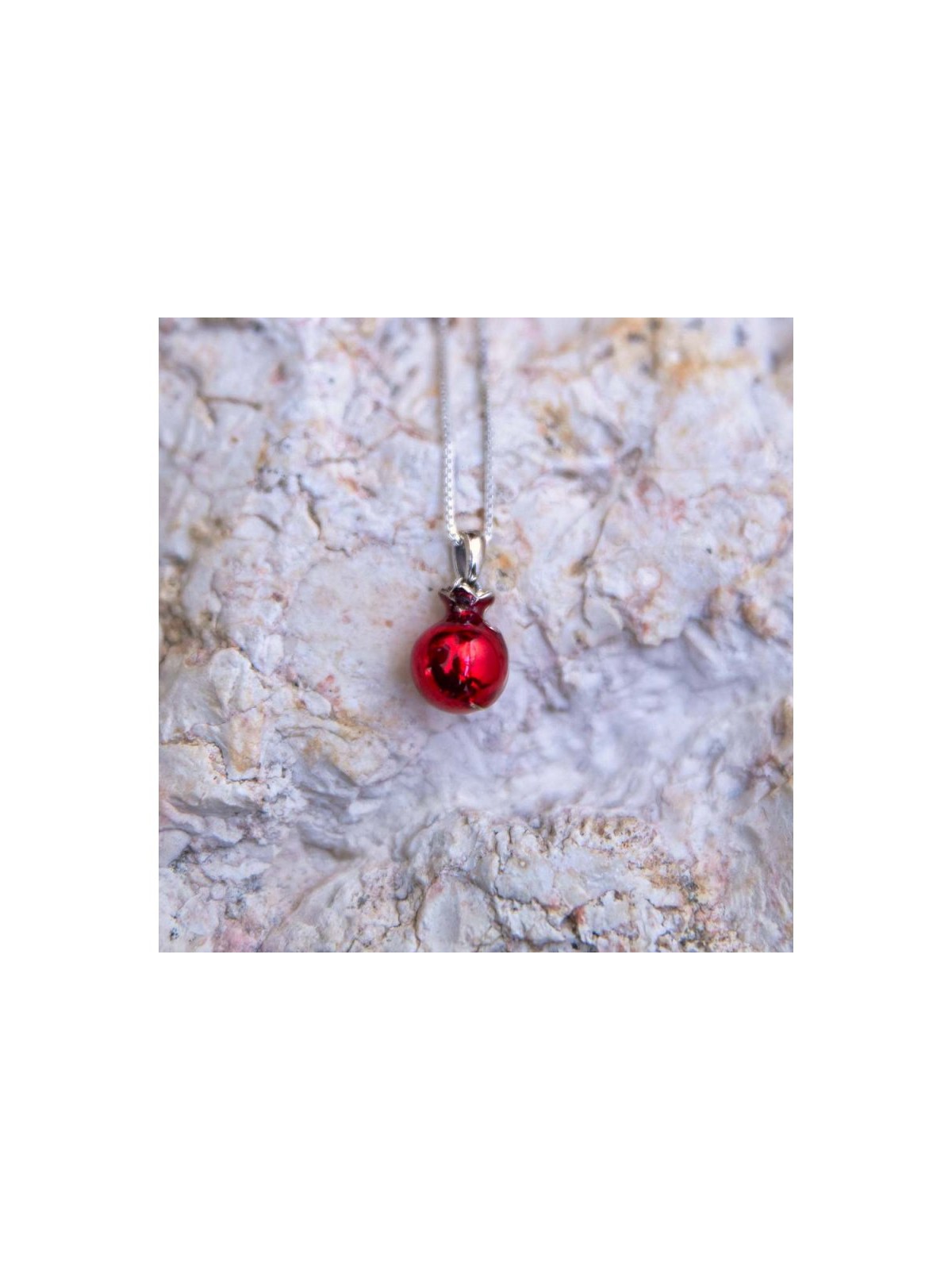 Sterling Silver Pomegranate Pendant Necklace with ... | Jewish Pendant