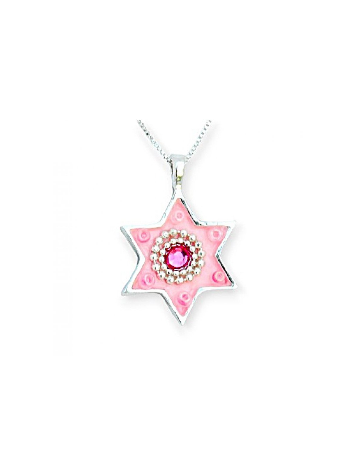 Pink Star of David Necklace with Cryst... | Necklaces by Esther Shahaf