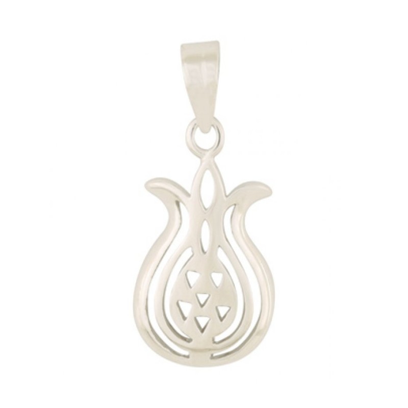 Pomegranate Pendant with Seed Cutouts %96 Rhodium ... | Jewish Pendant