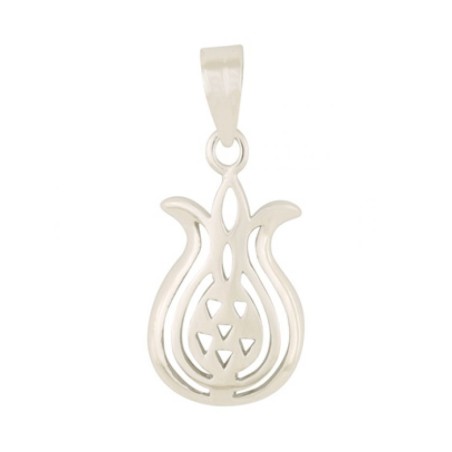 Pomegranate Pendant with Seed Cutouts %96 Rhodium ... | Jewish Pendant