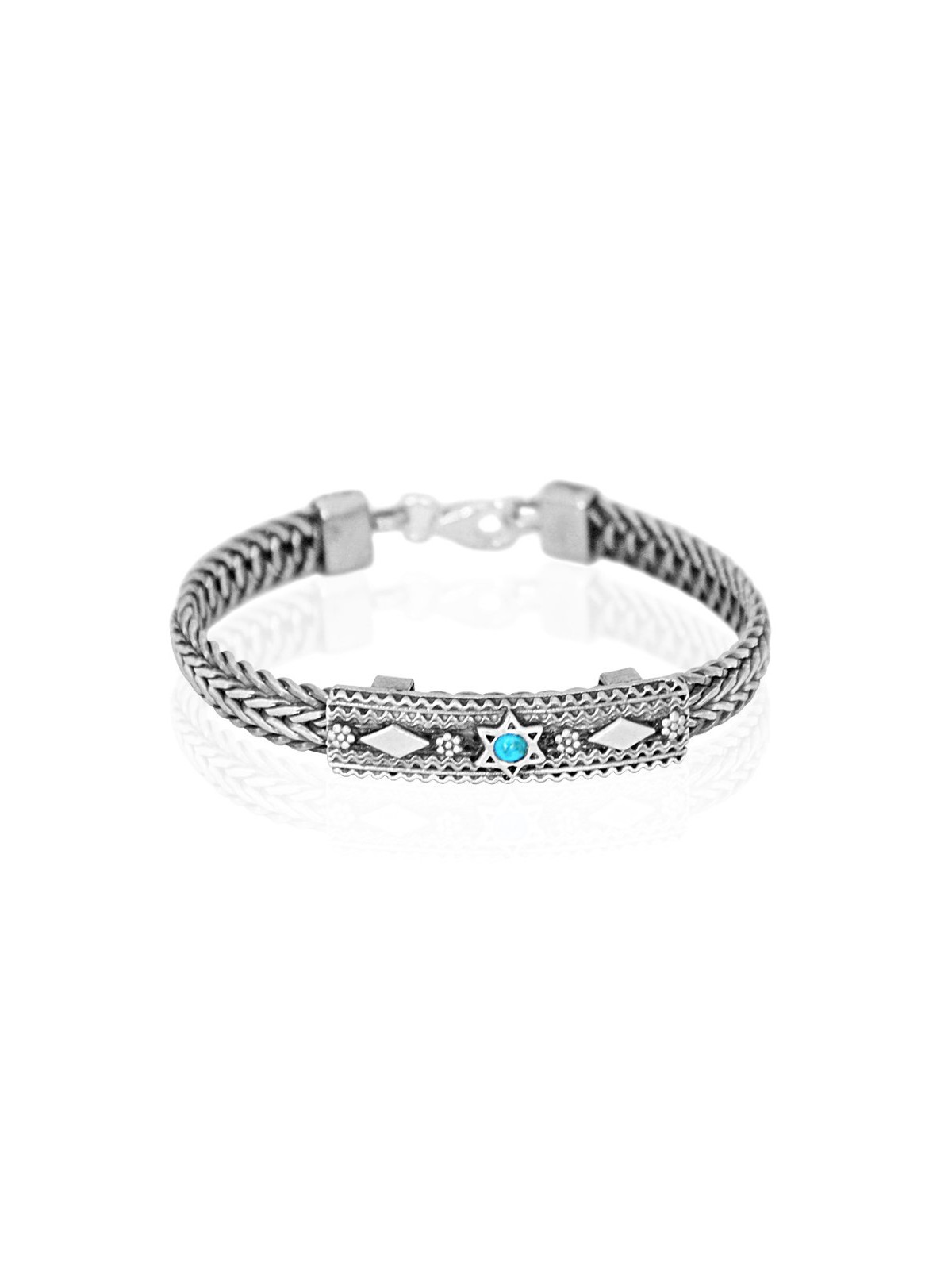 Turquoise Star of David Silver Bracelet by Golan Studio | Men Jewelry