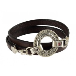 Golan Men Triple Wrap Leather Bracelet with Silver An... | Men Jewelry