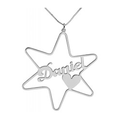 Silver Cursive English Name Necklace Star of... | Personalized Jewelry