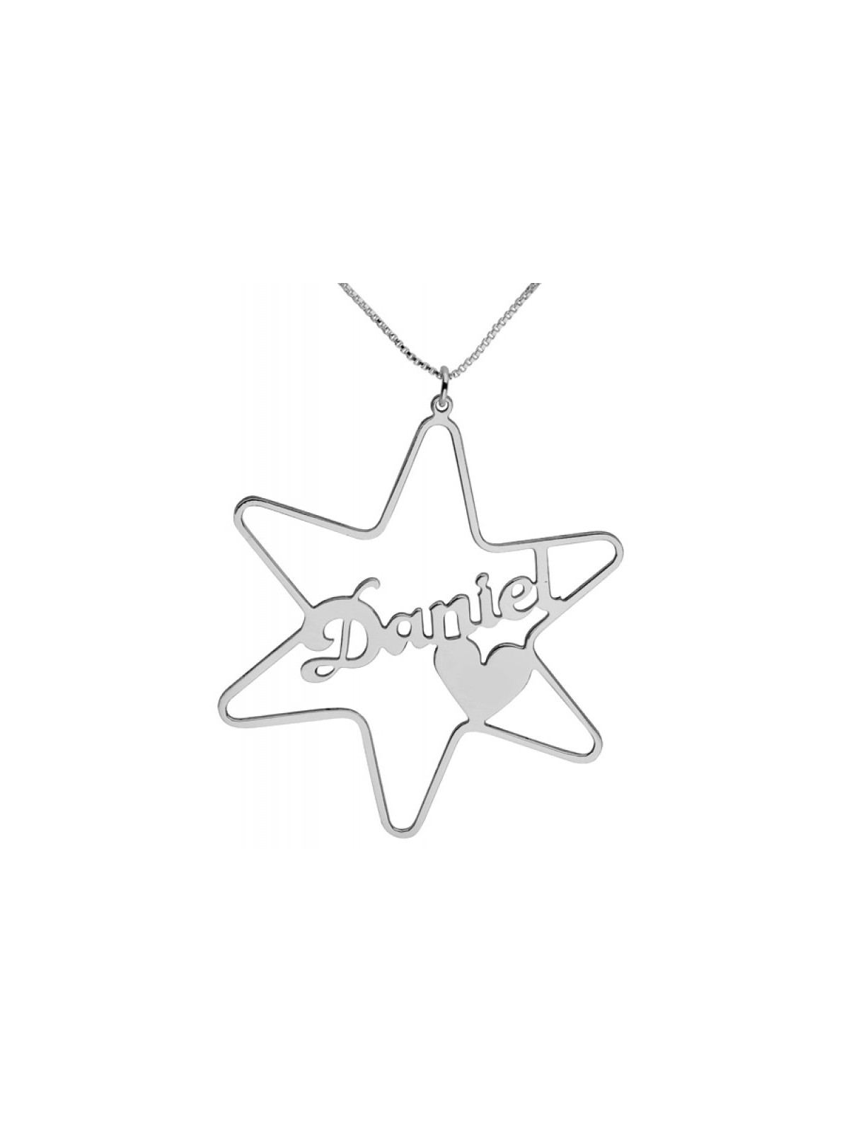 Silver Cursive English Name Necklace Star of... | Personalized Jewelry