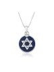 Sterling Silver Necklace Round Pendant with Star o... | Jewish Pendant