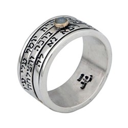 HaAri Silver Three Band Spinner Mans Ring with C... | Kabbalah Jewelry