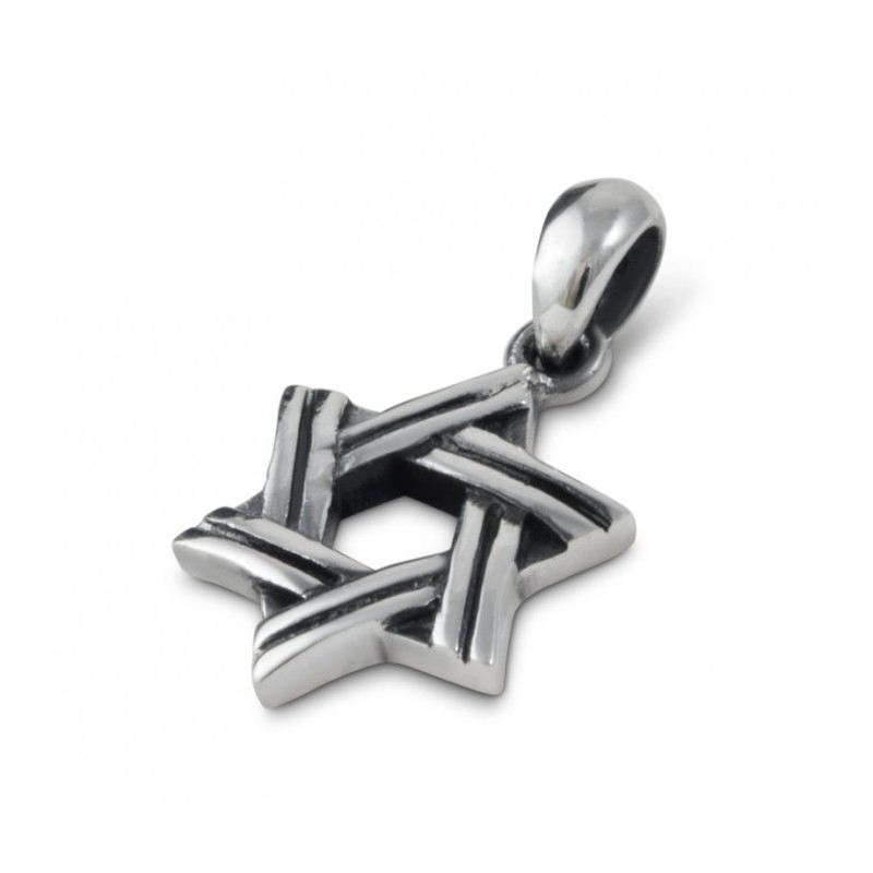 Étoile de David avec motif de ligne de coupe en argent sterling 925... | AJDesign