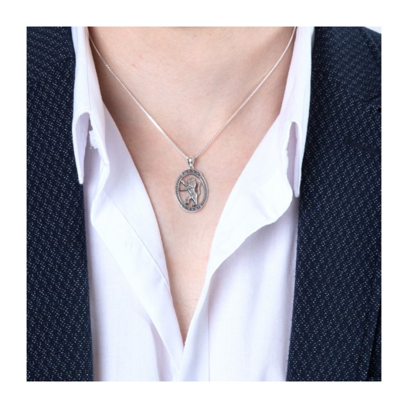 Collier pendentif en argent sterling Lion de Juda en... | Pendentif juif