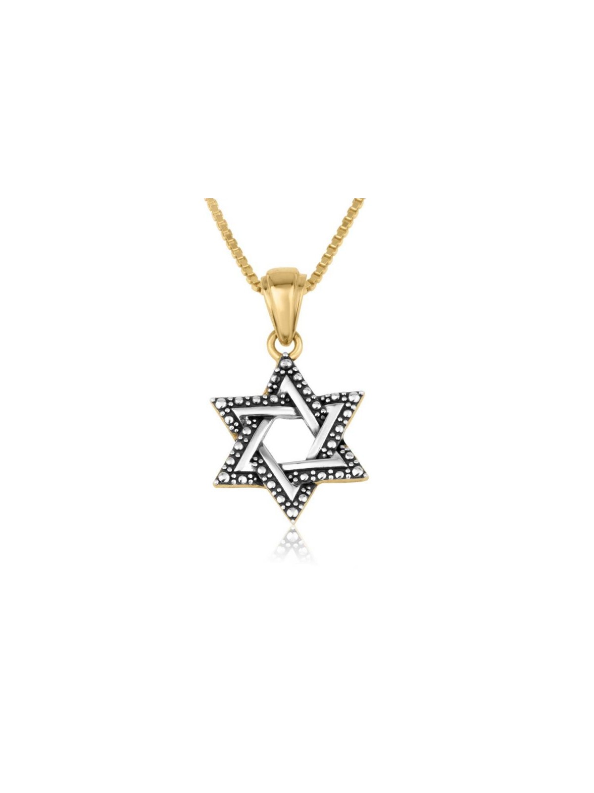 Sterling Silver and 15K Gold Star of Davi... | Jewish Gift from Israel