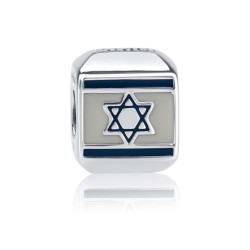 Sterling Silver Square Israel Flag Charm | Judaica Charms